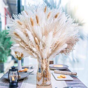 95 PCS Natural Pampas Grass Decor Bouquet | Boho Dried Floral Arrangement